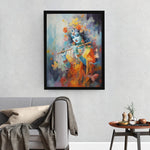 Load image into Gallery viewer, Melodic Echo: Abstract Representation of Krishna Holding the Flute | Digital Printed Canvas
