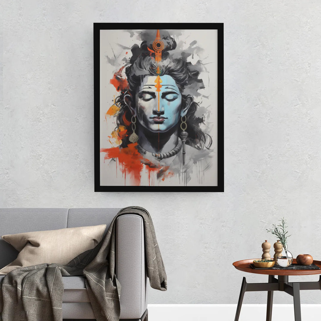 Harmony of Divinity: Lord Shiva | Minimalist Abstract Illustration | Digital Printed Canvas