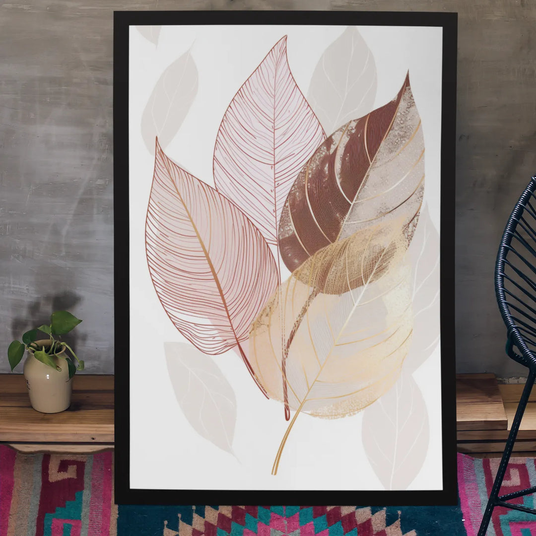 Sublime Simplicity: Minimalist Leaf Illustration | Digital Printed Canvas