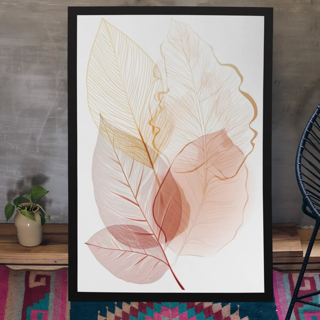 Sublime Simplicity: Minimalist Leaf Illustration | Digital Printed Canvas