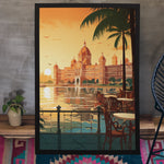 Load image into Gallery viewer, Timeless Majesty: Fort from the Cozy Charm of an Old Cafe, Lake Sunset Unveiled | 1990s Charm | Digital Printed Canvas
