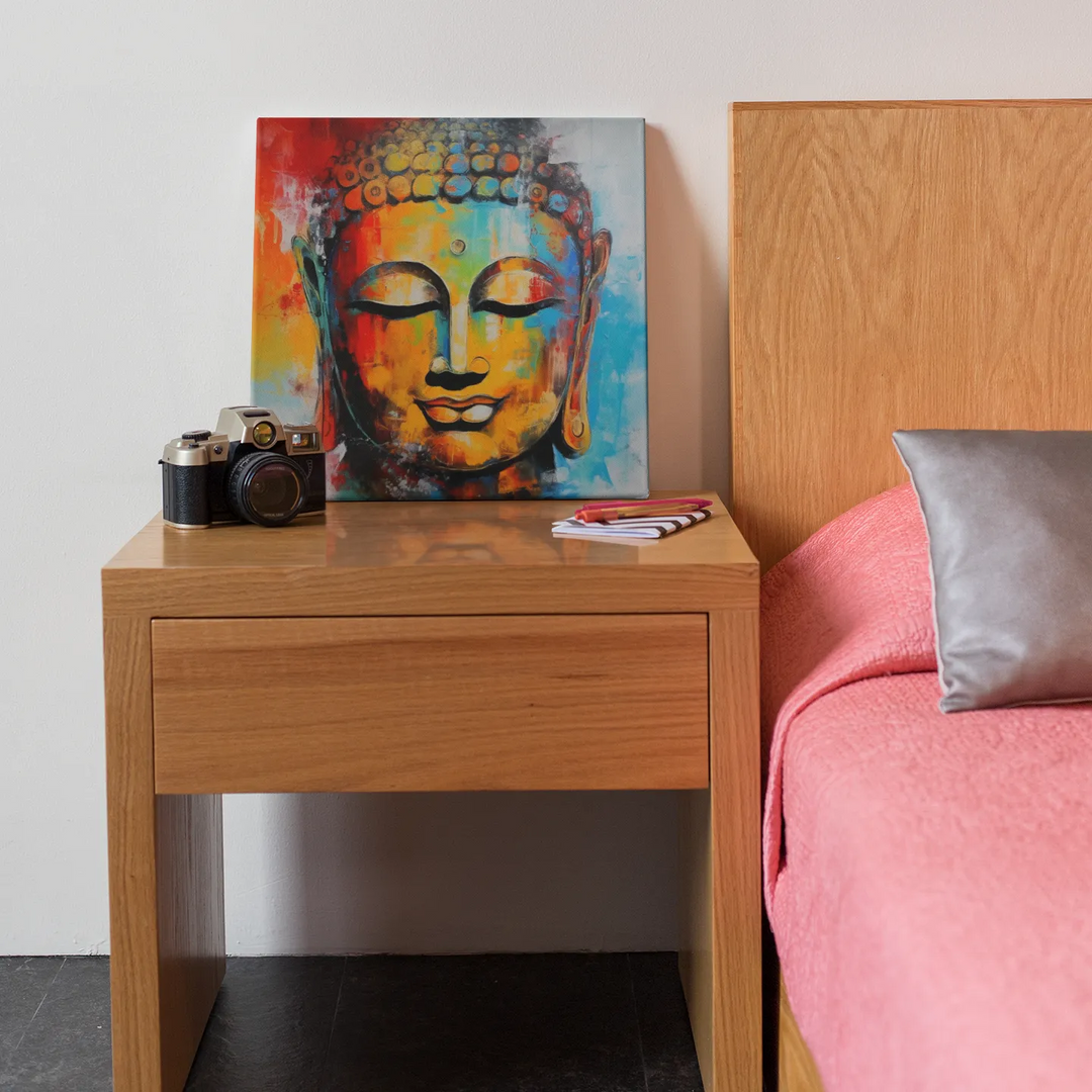 Lord Buddha | Enlightened Serenity | Radiant & Contemporary | Abstract Art | Digital Printed Canvas