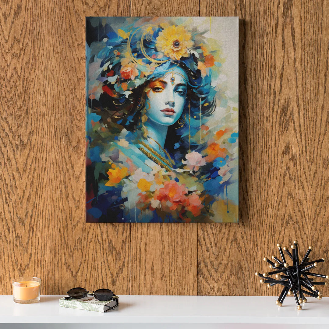 Soulful Serenity: Abstract Expression of Banke Bihari, the Divine Krishna | Digital Printed Canvas